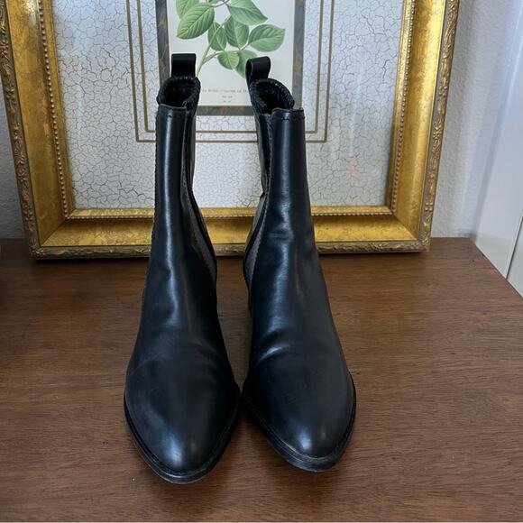 Alexander Wang Anouck Chelsea Bootie Black Leather Gray Stitch Size 35.5/ US 5.5 - Picture 10 of 16
